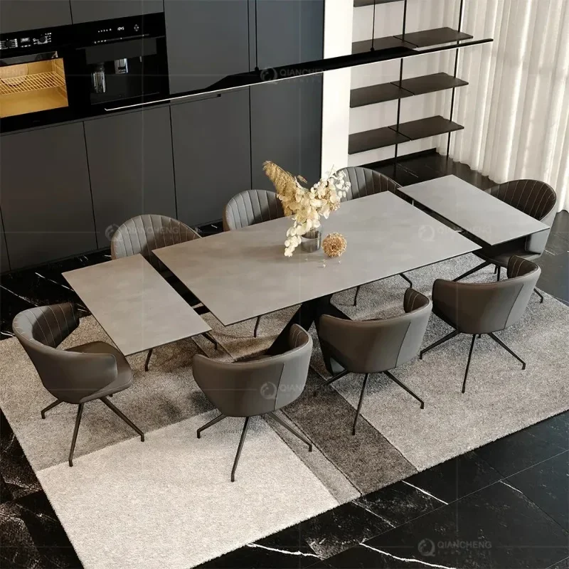 Italian telescopic dining table rock slab home modern simple 220cm rectangular dining table chair high-end light