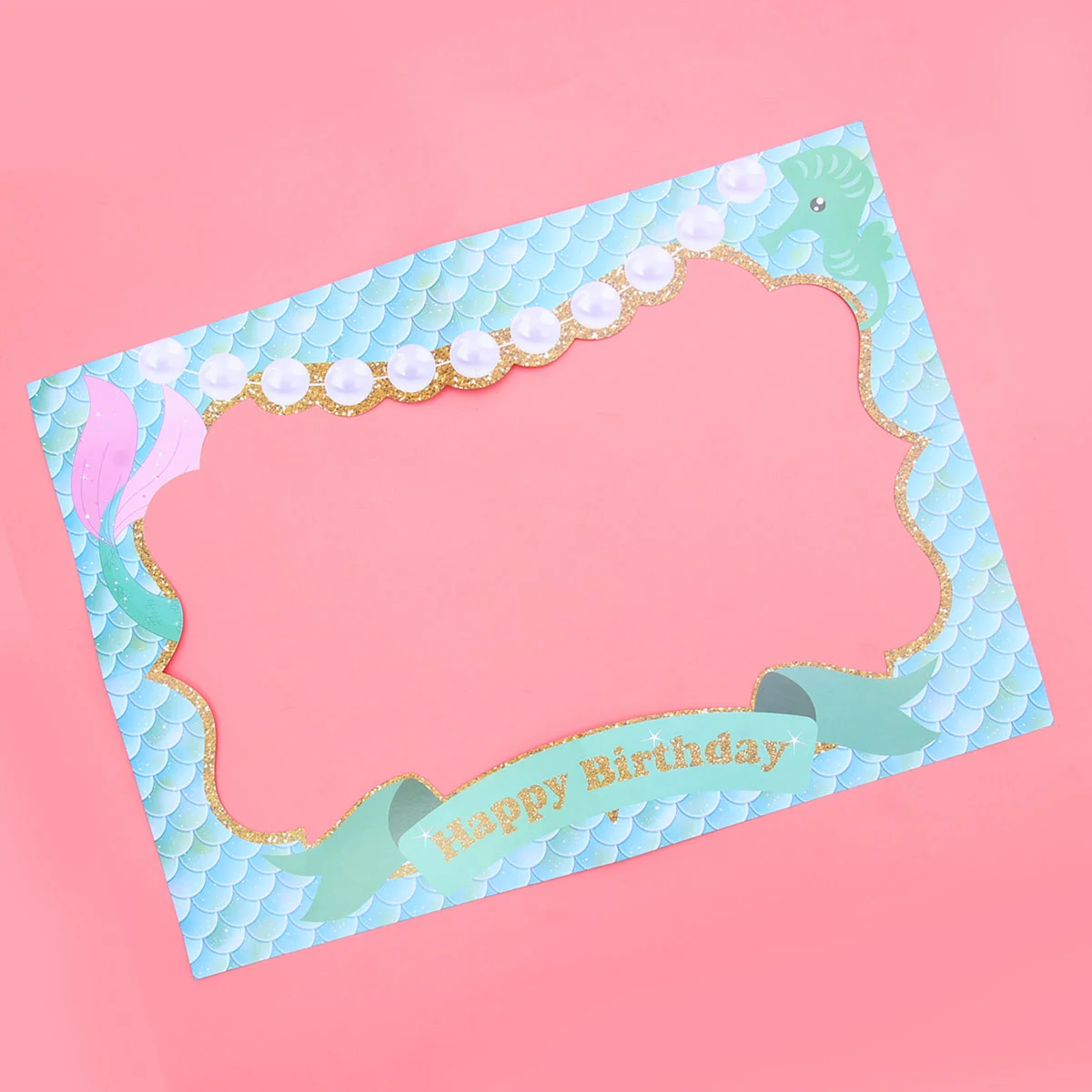 Mermaid Themed Paper Photo Frame Handheld Picture Props for Wedding Beach Party Elegant Photoshoot Accessory Cute Design