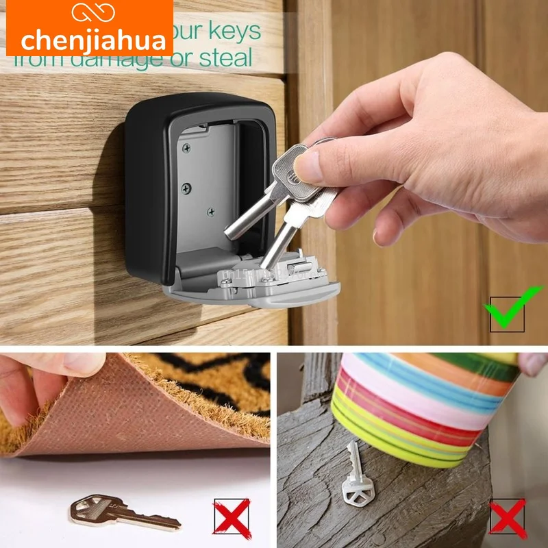 Wall Mount Key Storage Secret Box Organizer 4 Digit Combination Password Security Code Lock No Key Home Key Safe Box