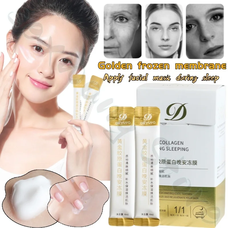 

Collagen Gold Frozen Film Hydrating and Moisturizing Sleeping Mask Apply to Improve Facial Dryness and Roughness A Box 4ml*20