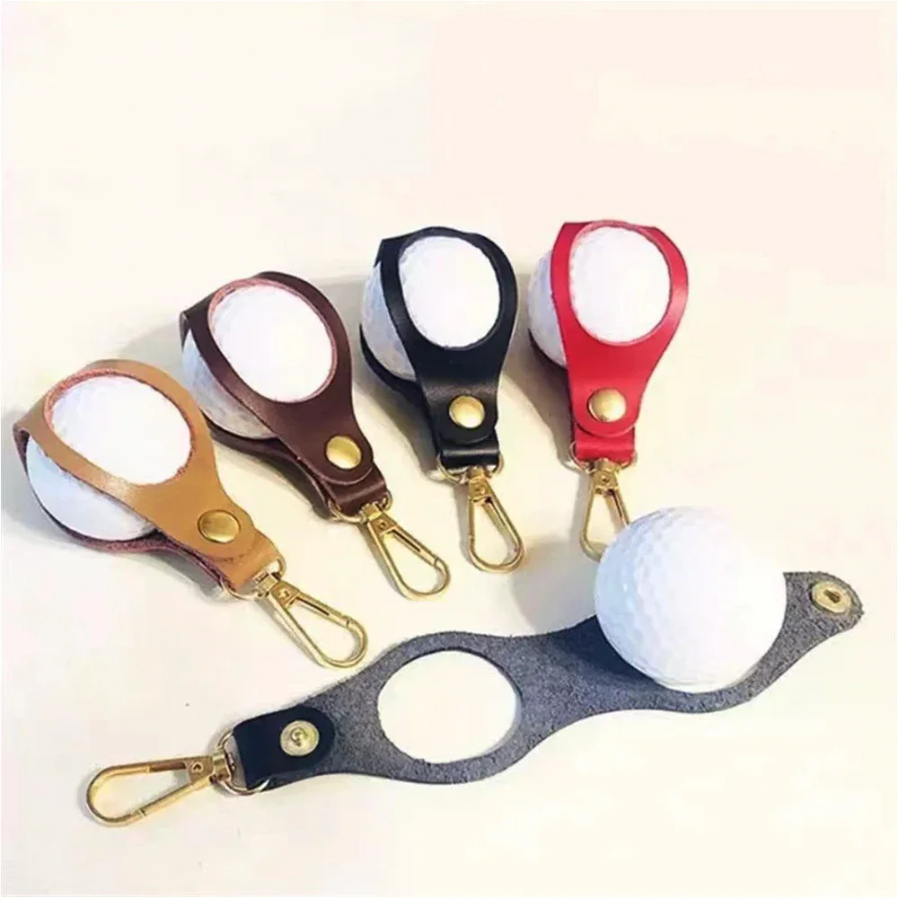 1Pc PU Leather Mini Golf Ball Waist Bag Pocket Portable Golf Storage Keyring Sleeve Pouch Belts Hanging Single Ball Holder Cover