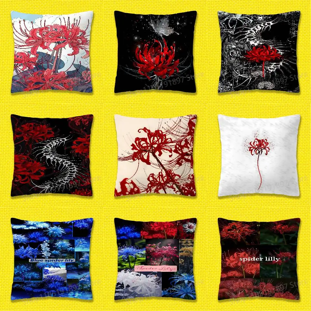 

Red Spider Lily Tokyo Flower Throw Pillow Case For 45x45cm 40x40cm 55x55cm 50x50cm 30x30cm Square Car Pillowcase Shell