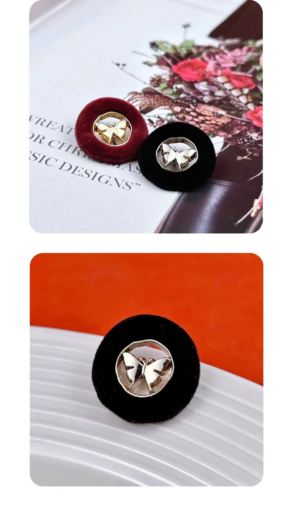 10 Stück Metallknöpfe zum Nähen, Manteldekoration, Ausgehöhlte Schmetterlingsknöpfe, DIY-Handwerk, Kleidungszubehör, Runde Beflockte Knöpfe – Detail 6