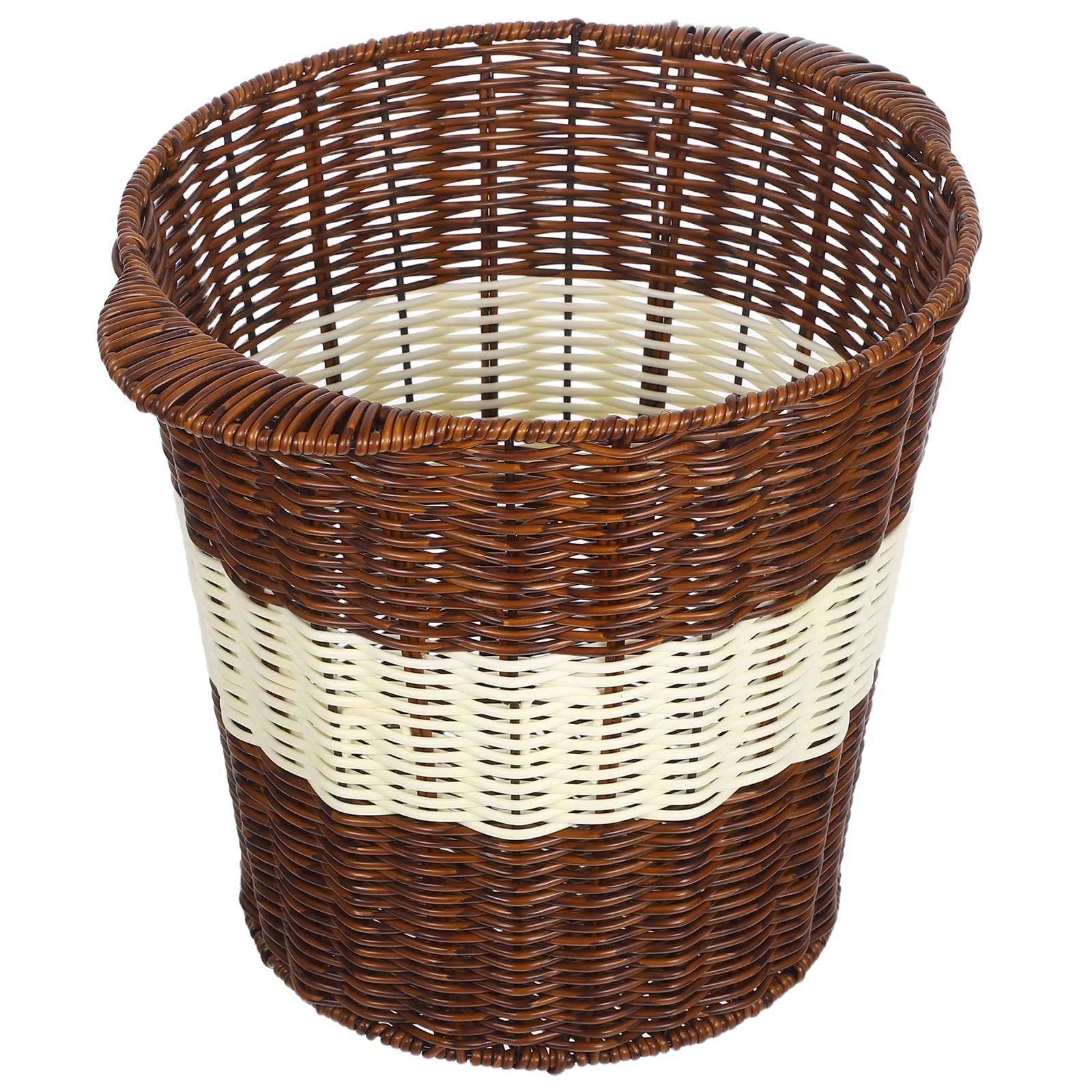 

Rattan-like Trash Can Basket Imitation Storage Weave Household Woven Waste Plastic Office