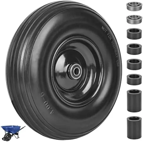 

Бескамерная шина для тачки 13 дюймов 4.00-6, цельное сменное колесо с подшипниками для садовой тележки, тележки-платформы, повозки