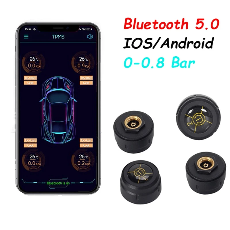 

Bluetooth 5.0 Car TPMS Tire Pressure Alarm System Sensor Android/IOS Tyre Pressure Monitoring System 8.0 Bar