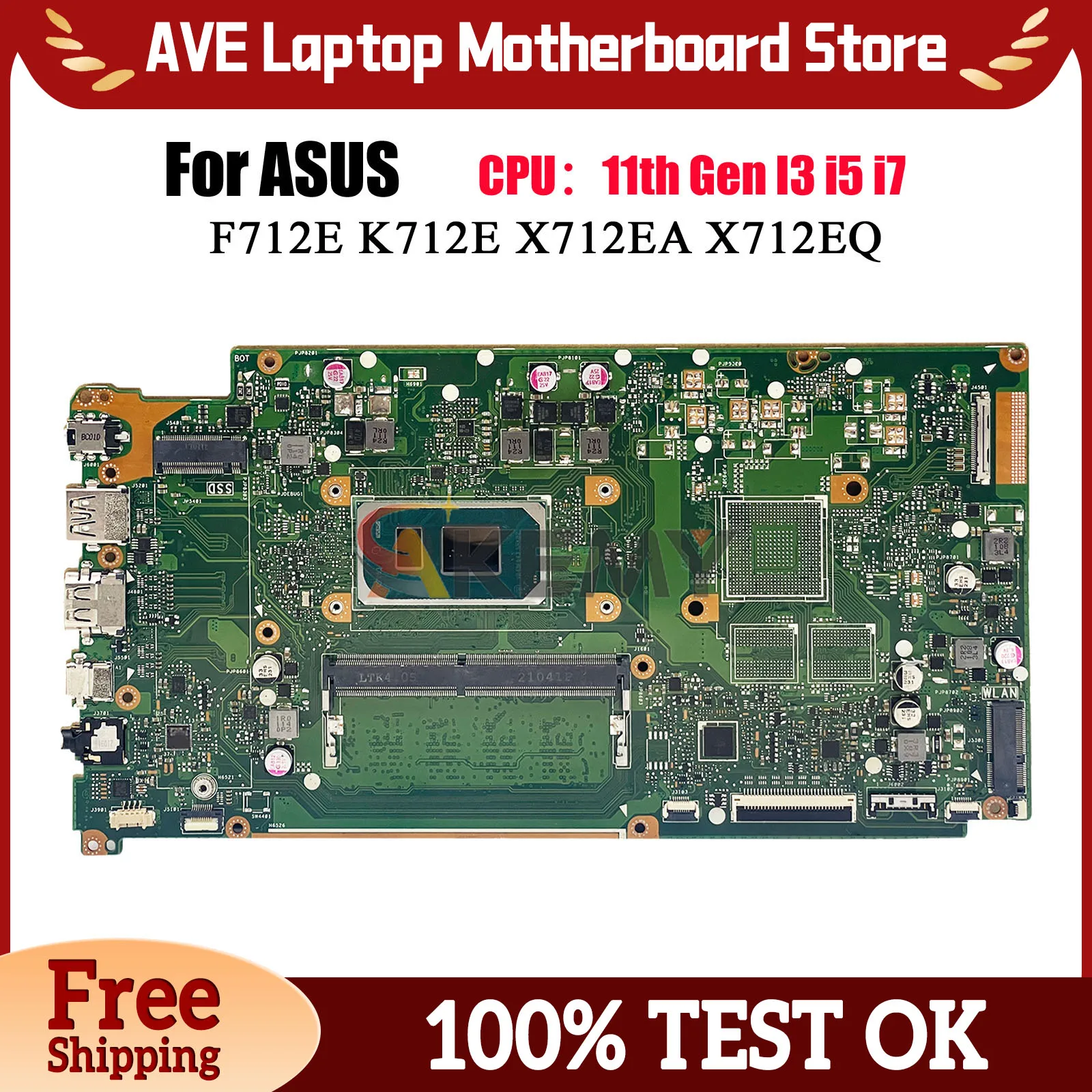 

X712EA Laptop Motherboard For ASUS VivoBook X712EA X712EQ X712E K712E F712E Mainboard With 11th Gen I3 i5 i7 100% tests OK stk
