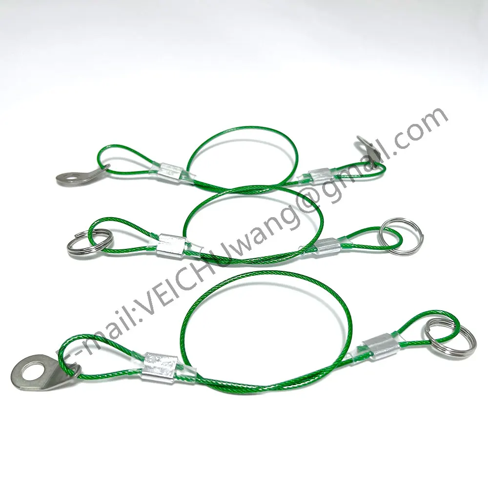 VEICHU Unti-Lost Rope Black Stainless Cable Safety Rope With Key Ring And Gasket