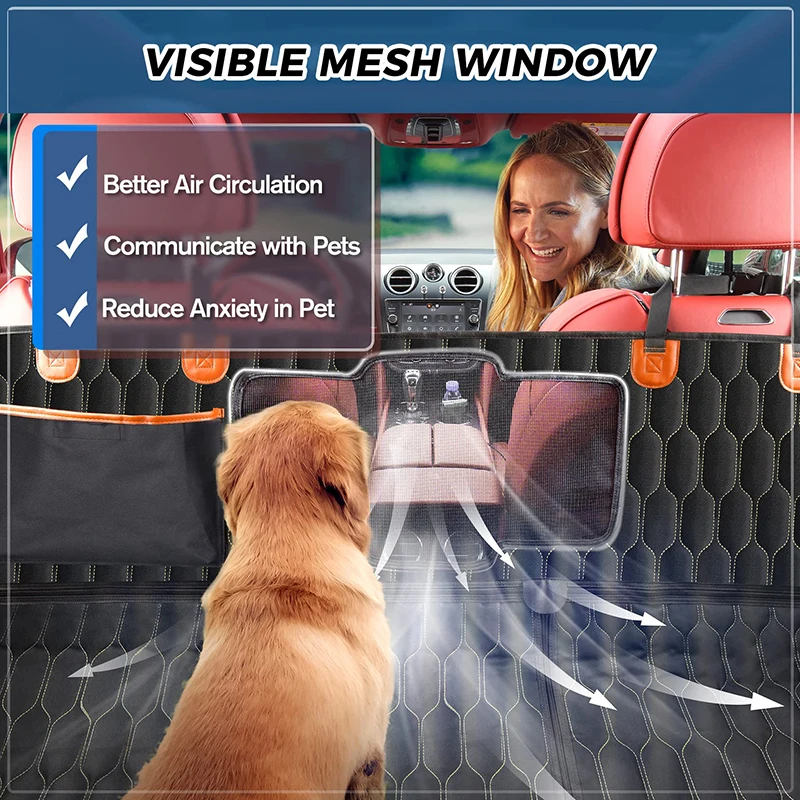 Benepaw 6 in1 Dog Car Seat Cover Waterproof Mesh Visual Window Hammock Durable Nonslip Pet Back Seat Protector For Trucks SUVs