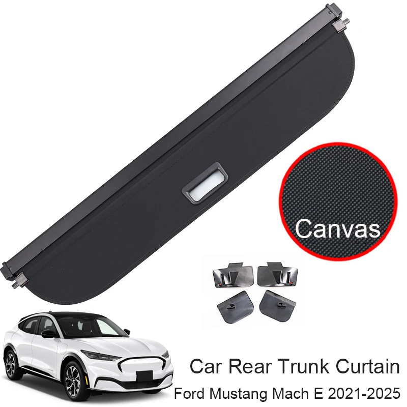 

For Ford Mustang Mach E 2021-2025 Car Rear Trunk Curtain Cover Canvas Rear Rack Partition Shelter Storage Internal Accessories