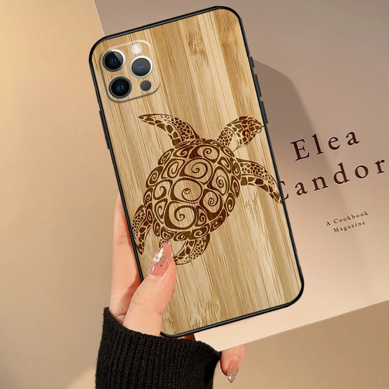 حافظة هاتف بنمط الخشب السلحفاة ، Funda لهاتف آيفون 15 14 13 12 11 Pro Max Mini 7 8 14 Plus SE 2020 2022 XS Max X XR