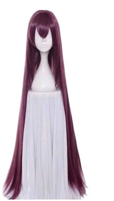 Fate Grand Cosplay Wig, cabelo sintético reto longo, vermelho escuro, fibra de resistência térmica, 110cm