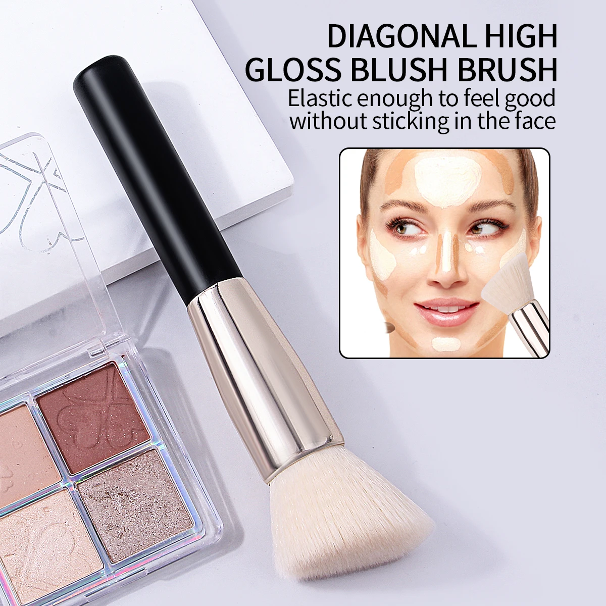 1 Stück abgewinkelter weicher Make-up-Pinsel, Rougepinsel, loser Puderpinsel, Konturpinsel, professionelle Gesichts-Make-up-Tools