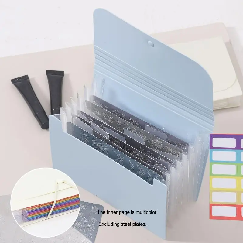 A6 Orgeltas Rechthoekige Nail Art Stempelplaathouder 7Slot Lege Sjabloon Organizer Boekje Nagelplaat Case Manicure