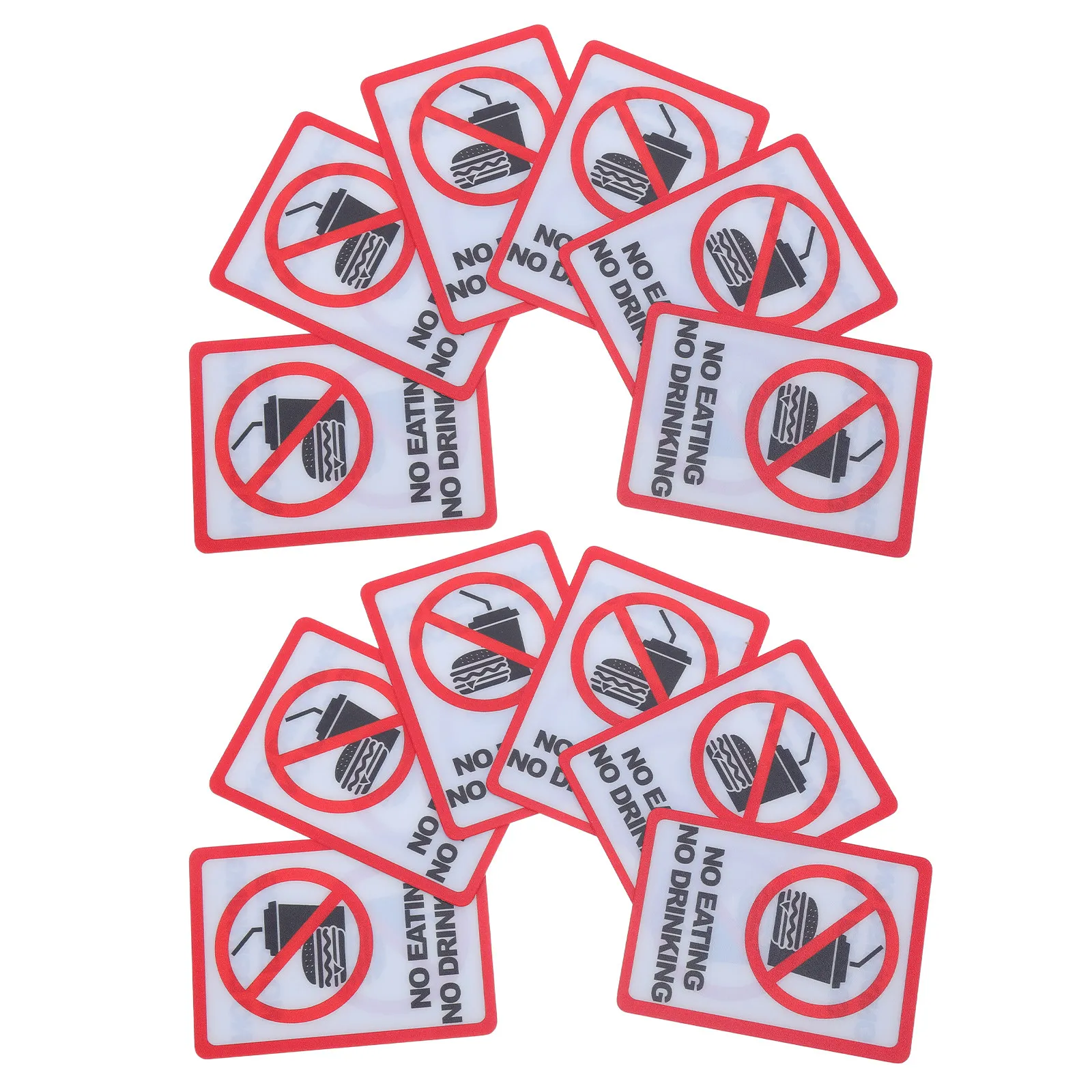 12Pcs No Eating Drinking Warning Labels Clear Self Adhesive Safety Stickers for Factory Workshop Office Library Indoor Outdoor
