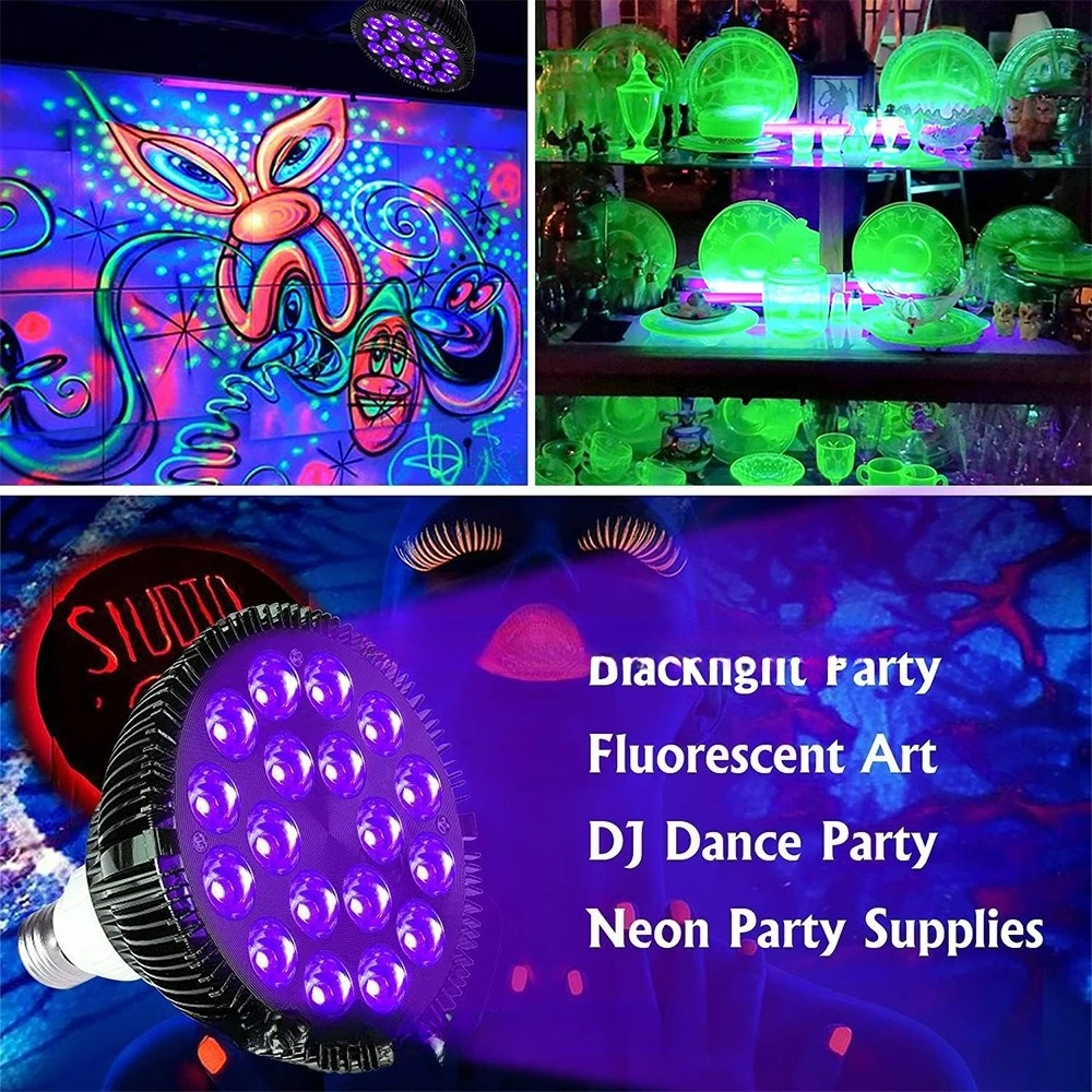 الأشعة فوق البنفسجية الأسود ضوء لمبة 54 واط E27 الأشعة فوق البنفسجية الضوء الأسود الأرجواني UVA 385-400nm LED Blacklight يتوهج في الظلام لآلام الجسم، حفلة المصابيح السوداء #3