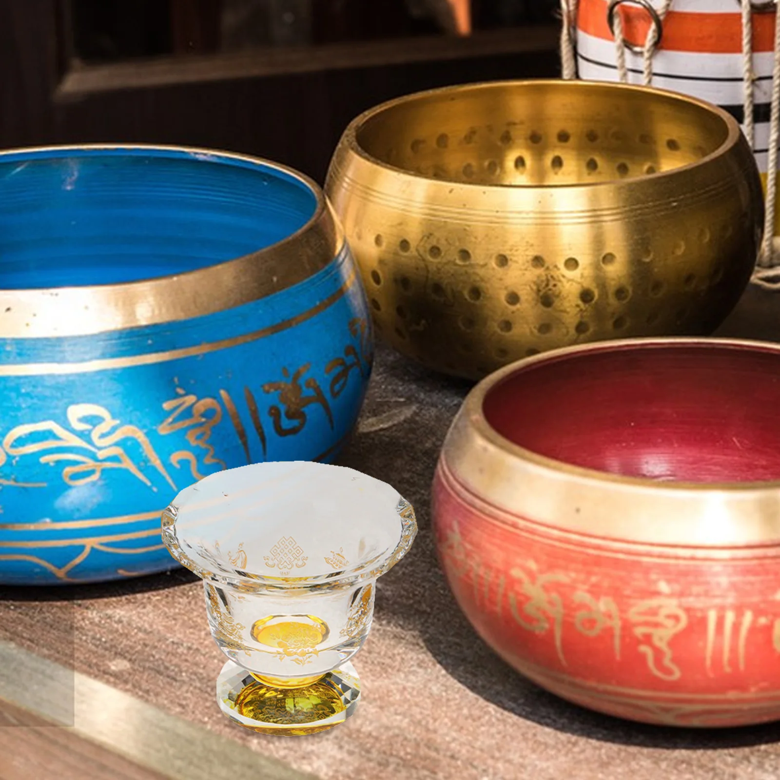 

1Pcs Exquisite Offering Cup Buddhism Worship Bowl Clear Auspicious Holy Water Cup for Temple Sacrificing Supplies