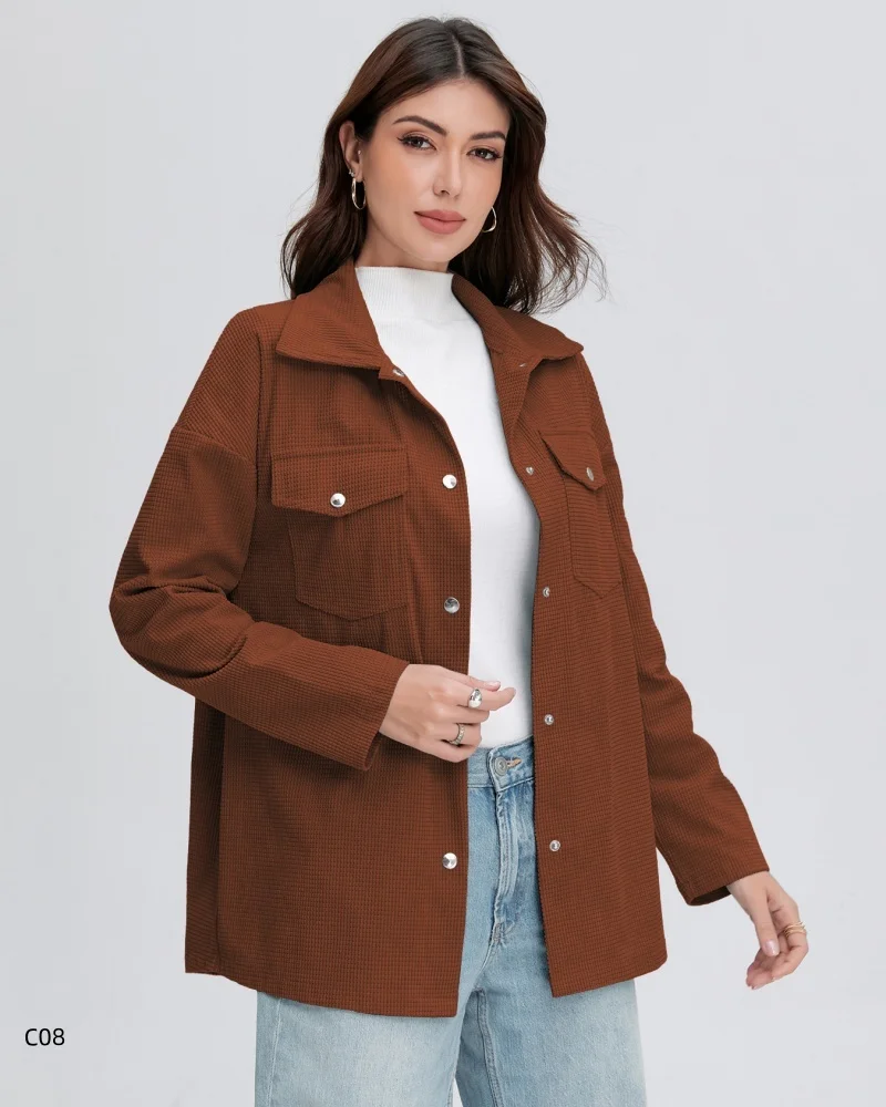 Chaqueta Cargo para mujer, abrigo cálido con botones, informal, ligero, ropa de calle para exteriores, abrigo de Color sólido de manga larga para otoño y primavera