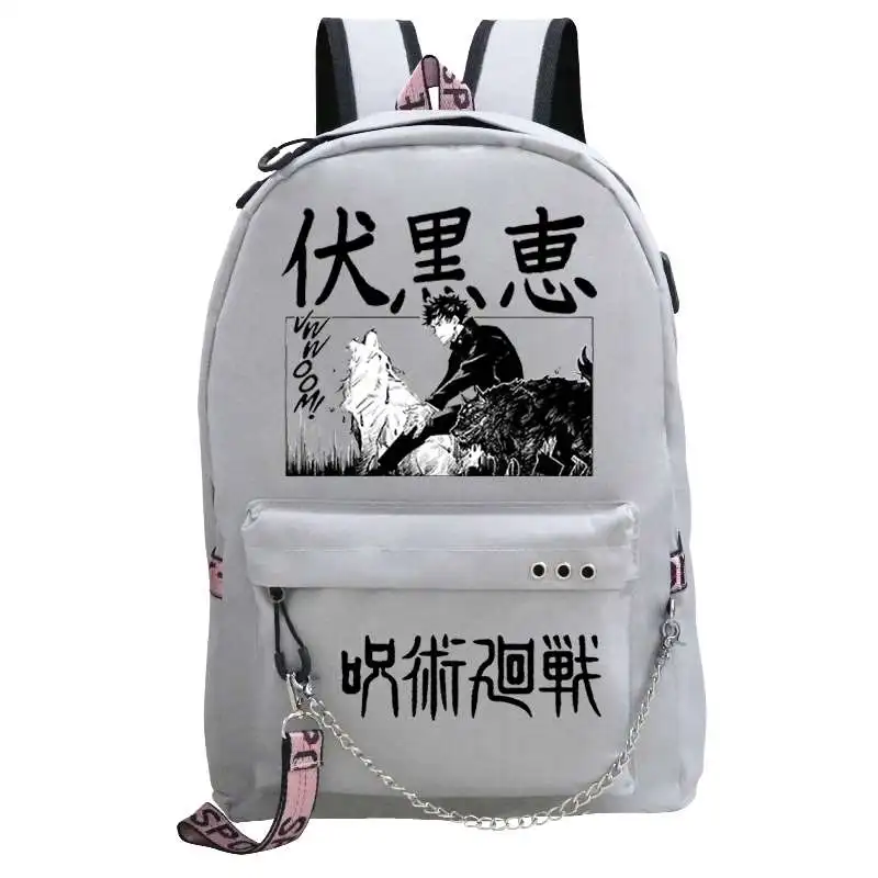 Jujutsu Kaisen – sac à dos avec Port de chargement USB pour ordinateur portable, pour l'école, pour adolescentes, filles et garçons