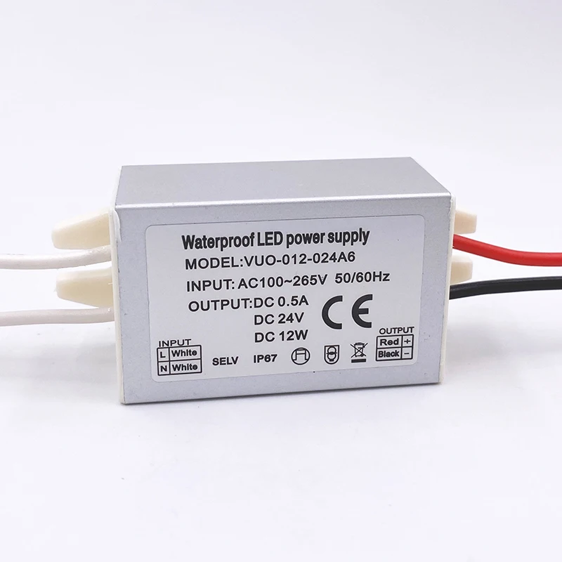 Slim Mini LED Regulator AC120V 240V to DC 12V 24V IP67 12W Outdoor Lighting Transformer Convertor Strip Light Power Supply