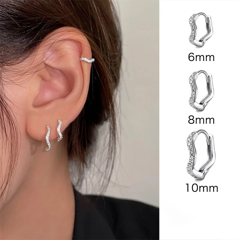 1PCS Stainless Steel Minimal Hoop Earrings Crystal Zirconia Small Huggie Thin Cartilage Earring Helix Tragus Piercing Jewelry