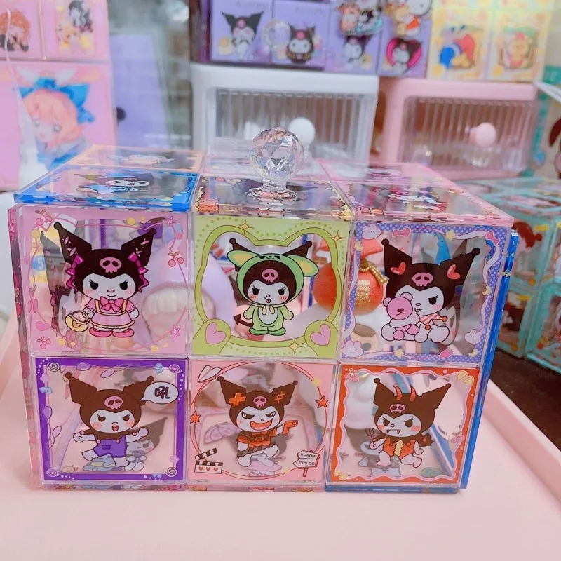 Sanrio Anime 4cm Square Acrylic Film DIY Box Handmade Patch  MDZS Cartoon hello Kitty Double sided Printing Keychain Accessories