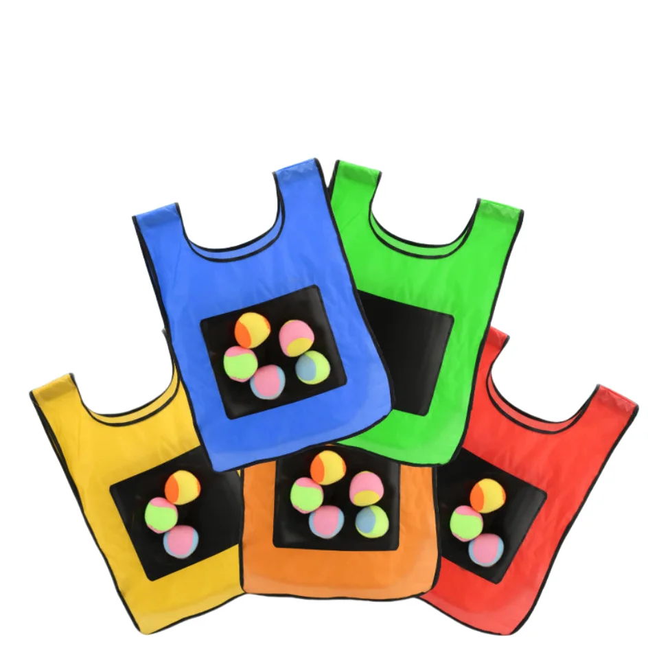Gilet in jersey appiccicoso Gilet da gioco Gilet con palla morbida appiccicosa Giocattoli da lancio Puntelli di gioco per sport all'aria aperta per bambini Giocattolo sportivo