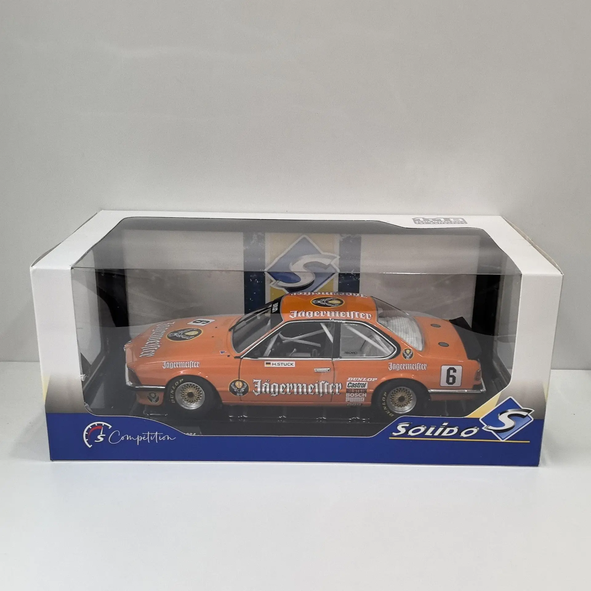 Diecast SOLIDO 1/18 Scale 635 CSI E24 #6 1984 Racing Car with Deer Head Painting Alloy Car Model
