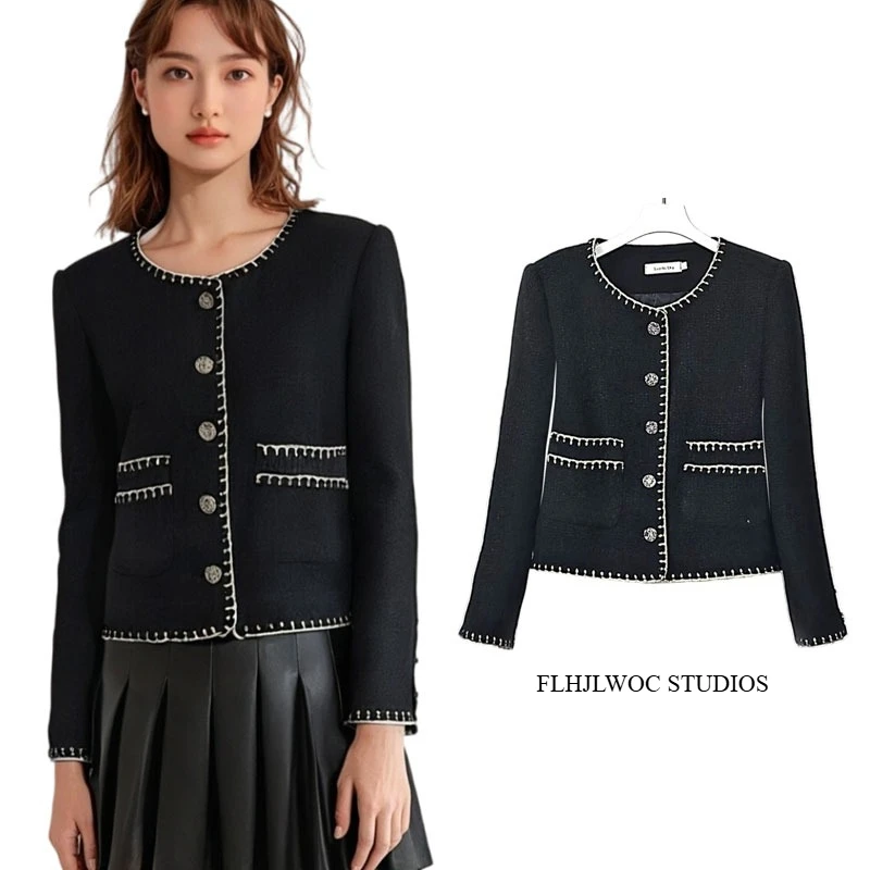 

2025 Autumn Winter Coat Outer Wear Women Chic Korea Design Office Lady French Fashion Long Sleeve Cute Short Coat Jackets