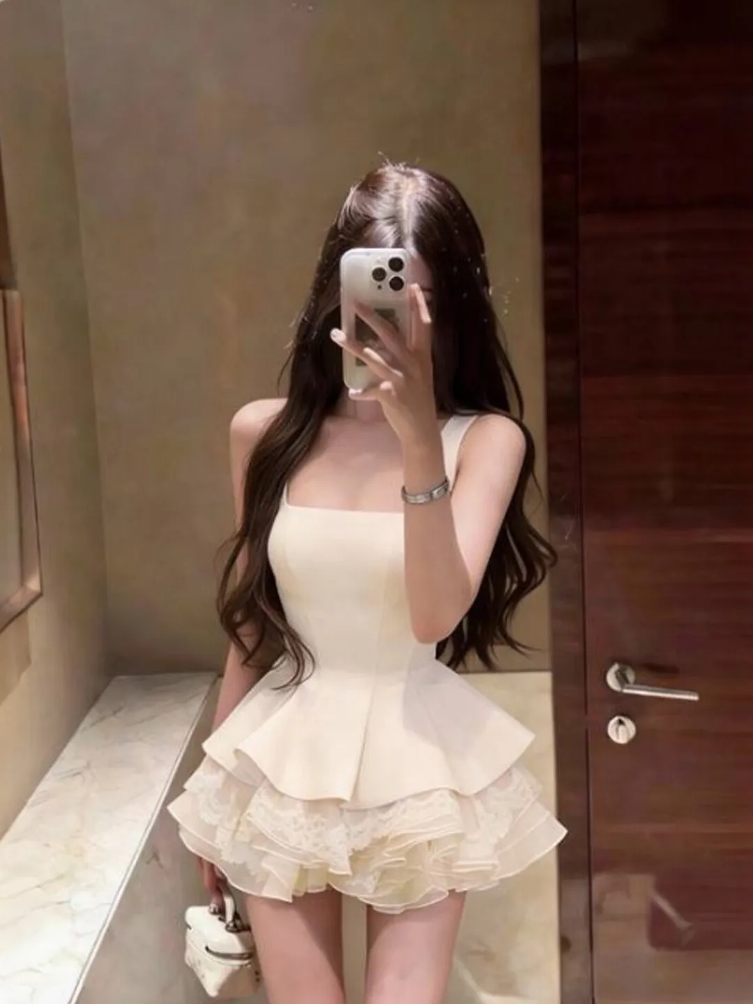 

Korean Style Sweet Soft Wind Gathered Waist Puffy Strap Fairy Dress Miniature Summer Clothing Beautiful Dress Knot ...