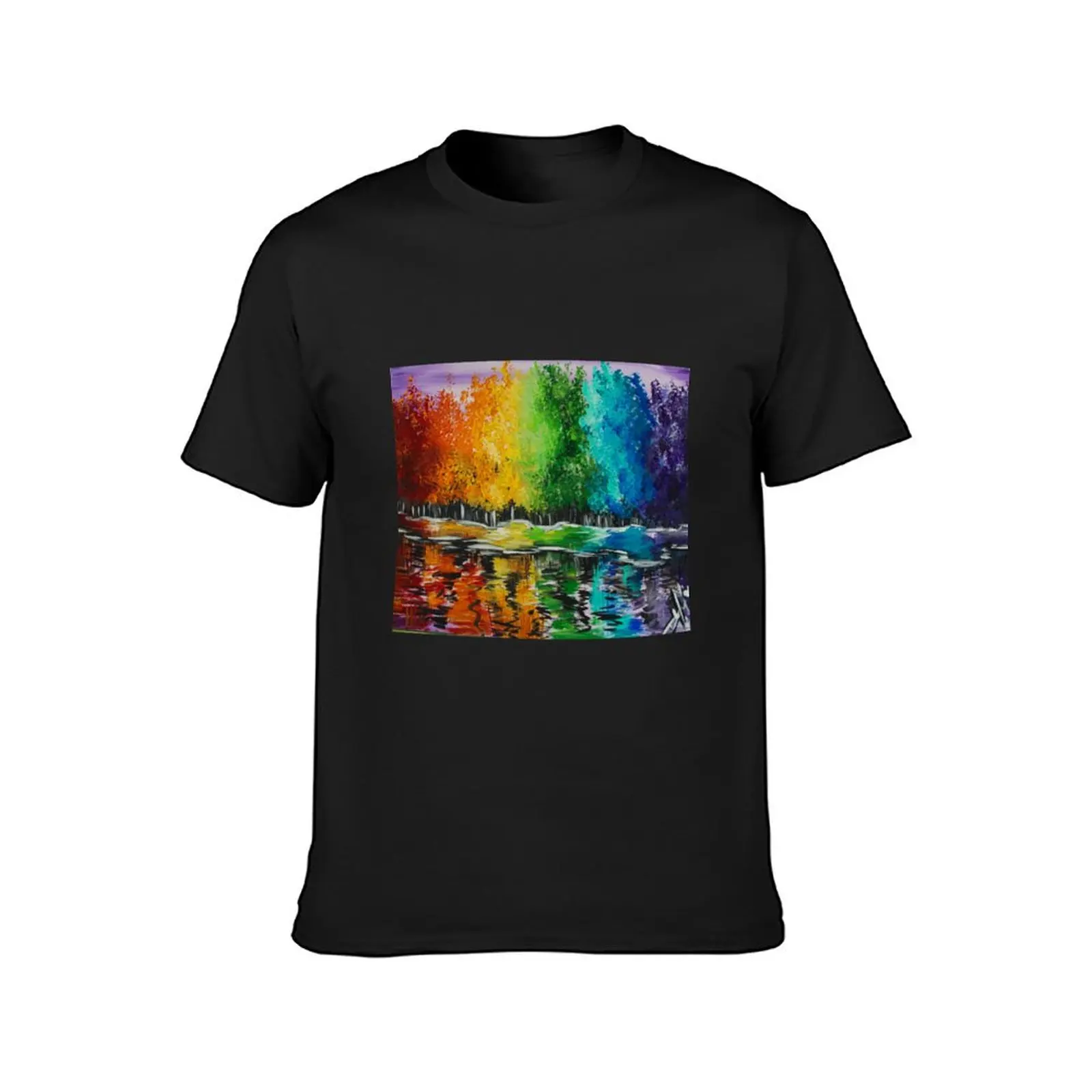 Happy Rainbow Trees - YLM_arts T-Shirt boys whites Aesthetic clothing customizeds blacks mens t shirt