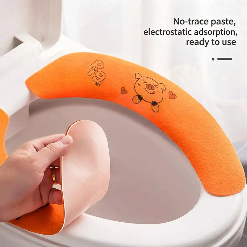 Universal Toilet Seat Cover Soft Plush Material Cartoon Toilet Sticker Sticky Seat Cushion for Universal Fit Bathroom UseHot
