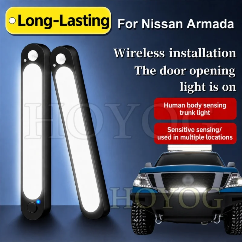 For Nissan Armada 2003-2026 Car Trunk Light LED Lamp Motion Sensor Cordless No Drilling Boot Cargo Light SUV Interior Cabin