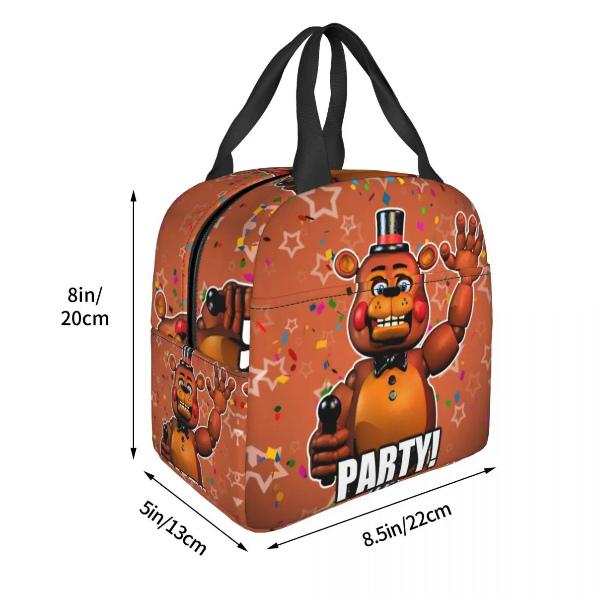 FNAF At Freddys Merch Isolierte Lunch-Tragetasche für Picknick-Aufbewahrung, Lebensmittelboxen, wiederverwendbare Thermo-Kühlboxen, Lunchboxen