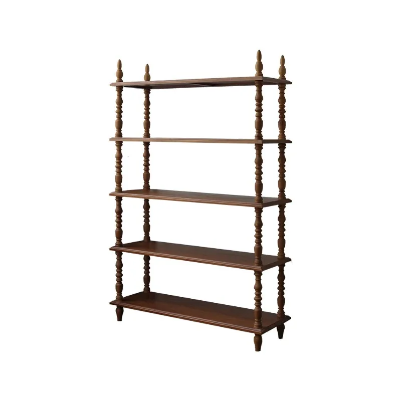 

French shelf medieval multi-layer solid wood floor storage rack
