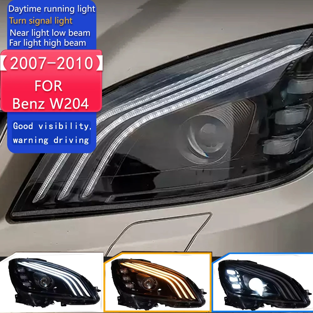 

Автомобильные фары для Benz W204 2007-2010, светодиодные фары, линзы проектора C300 C260 C200, светодиодные фары DRL, автомобильные аксессуары