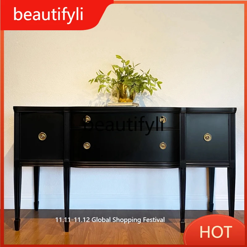 

French retro solid wood entrance table entry foyer cabinet very narrow corridor decorative cabinet D80