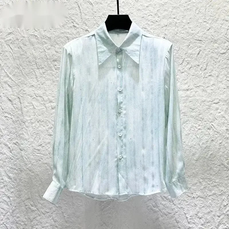 Men Textured Shoulder Pad Shirt Long Sleeve Thin Summer Cool Style Loose Casual Minimalist Trendy Daily Top Apparel NR67