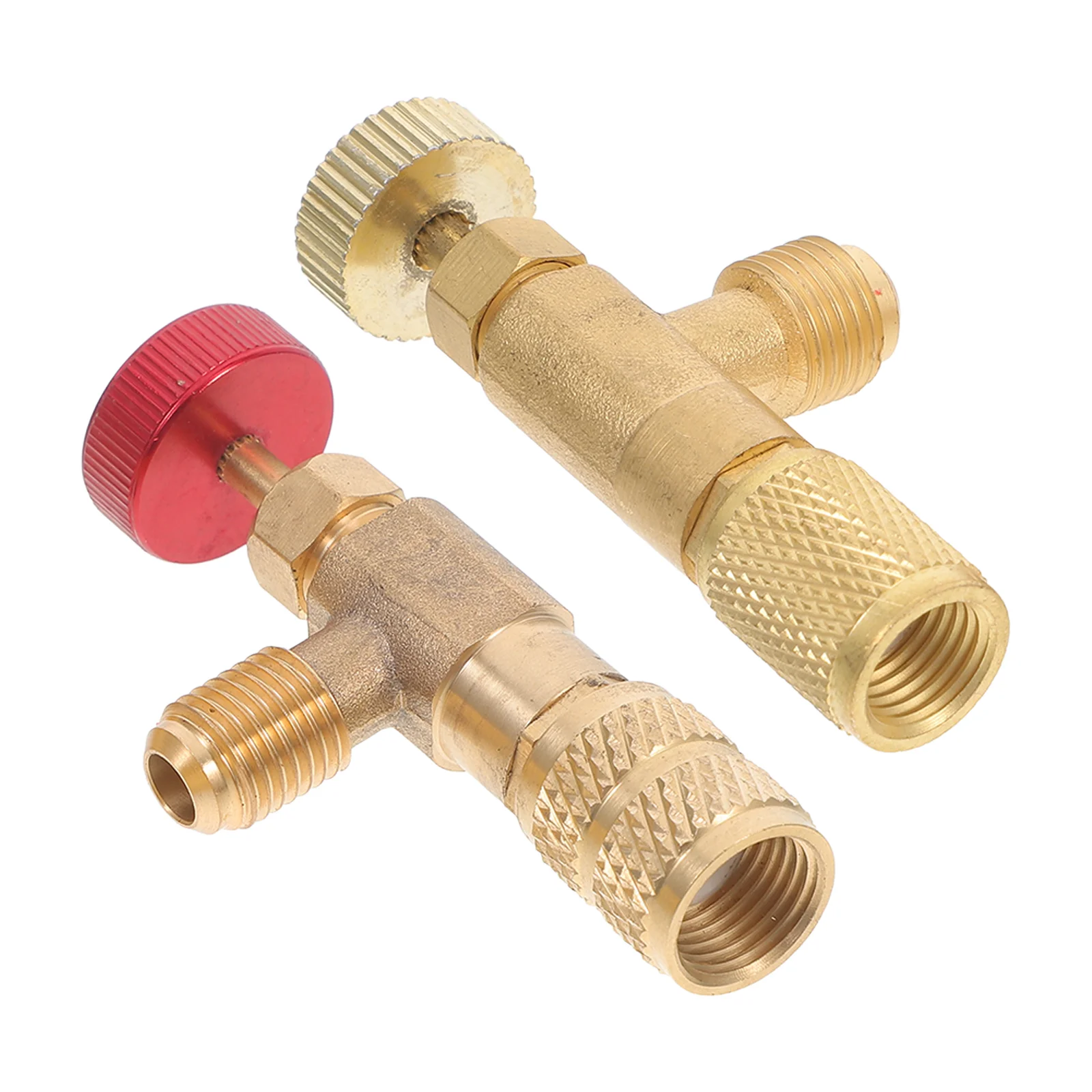 

2 Pcs Car Air Conditioning Connector Valve Straight Shut Refrigeration Coupling Valves Brass For Home Ac Fill