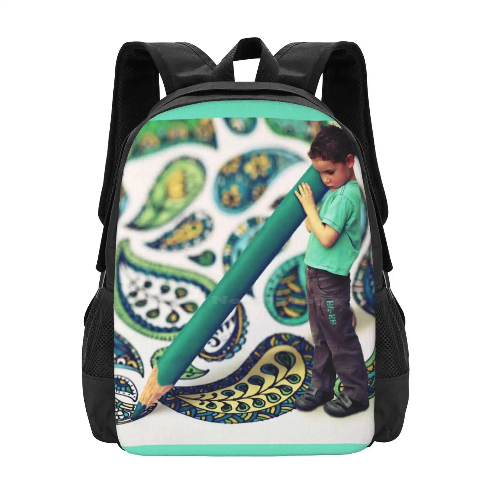 Ajout du.... Sac d'école de grande capacité, sac à dos pour ordinateur portable, Micklyn, Photomanipulation, Photoshop, Zentangles artistiques, Doodles, Paisley