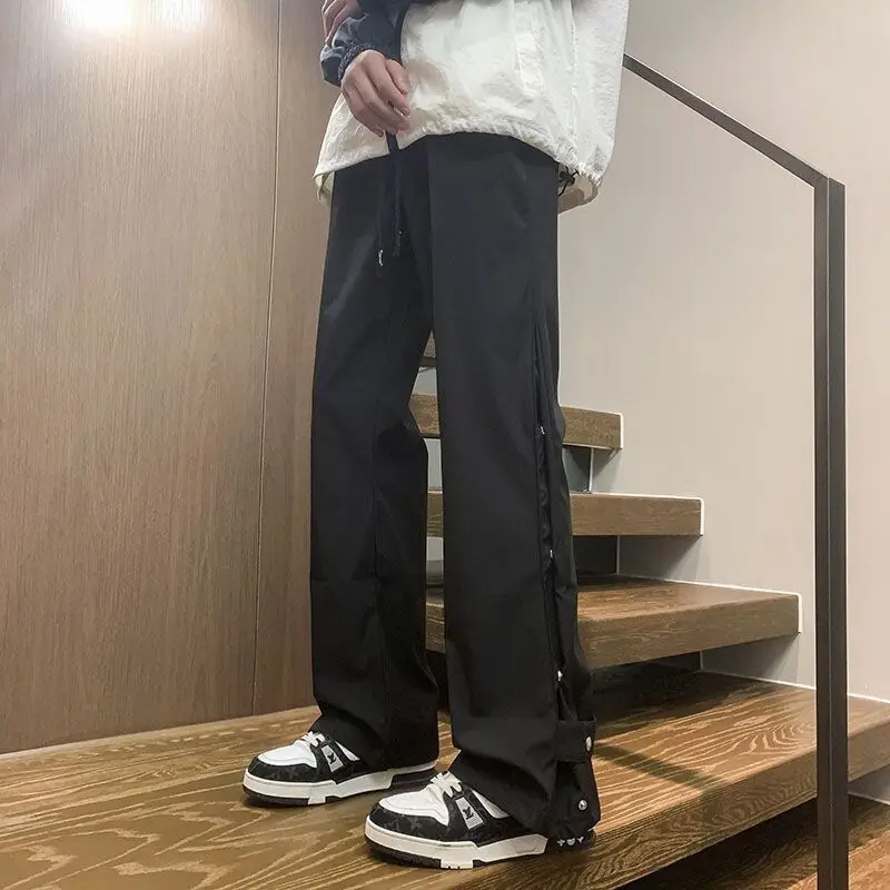 High Quality New Breasted Assault Pants Men's American Functional Micro-pull Pants Men's Loose Straight Casual Trousers Man