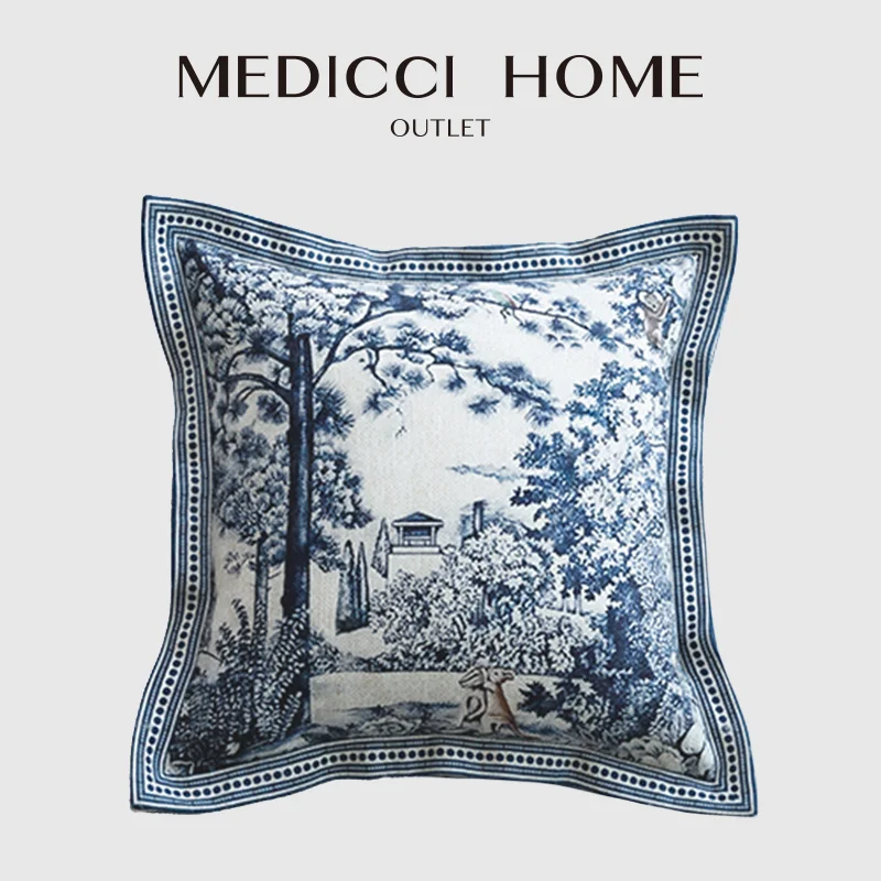 

Декоративные наволочки Medicci Home Oriental Ancient Indigo, французские винтажные, с ручной росписью в стиле джунглей, для кровати и дивана