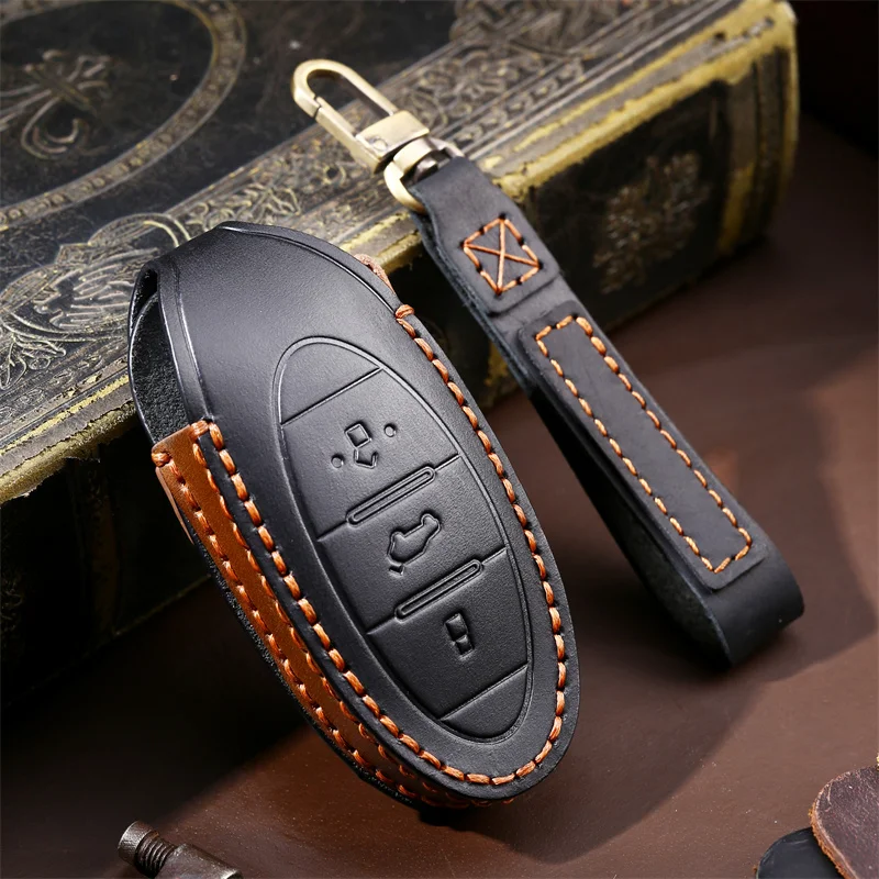 3 Button Leather Car Key Case Auto Key Protection Cover for FAW Bestune T33 T77 T99 Car Holder Shell Car-Styling Accessories