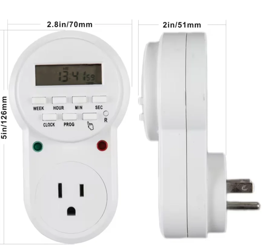 US Plug Digital Timer Outlet, 7 Day Programmable Timer Socket 110V, Electronic Countdown Power Plug for Kitchen Office