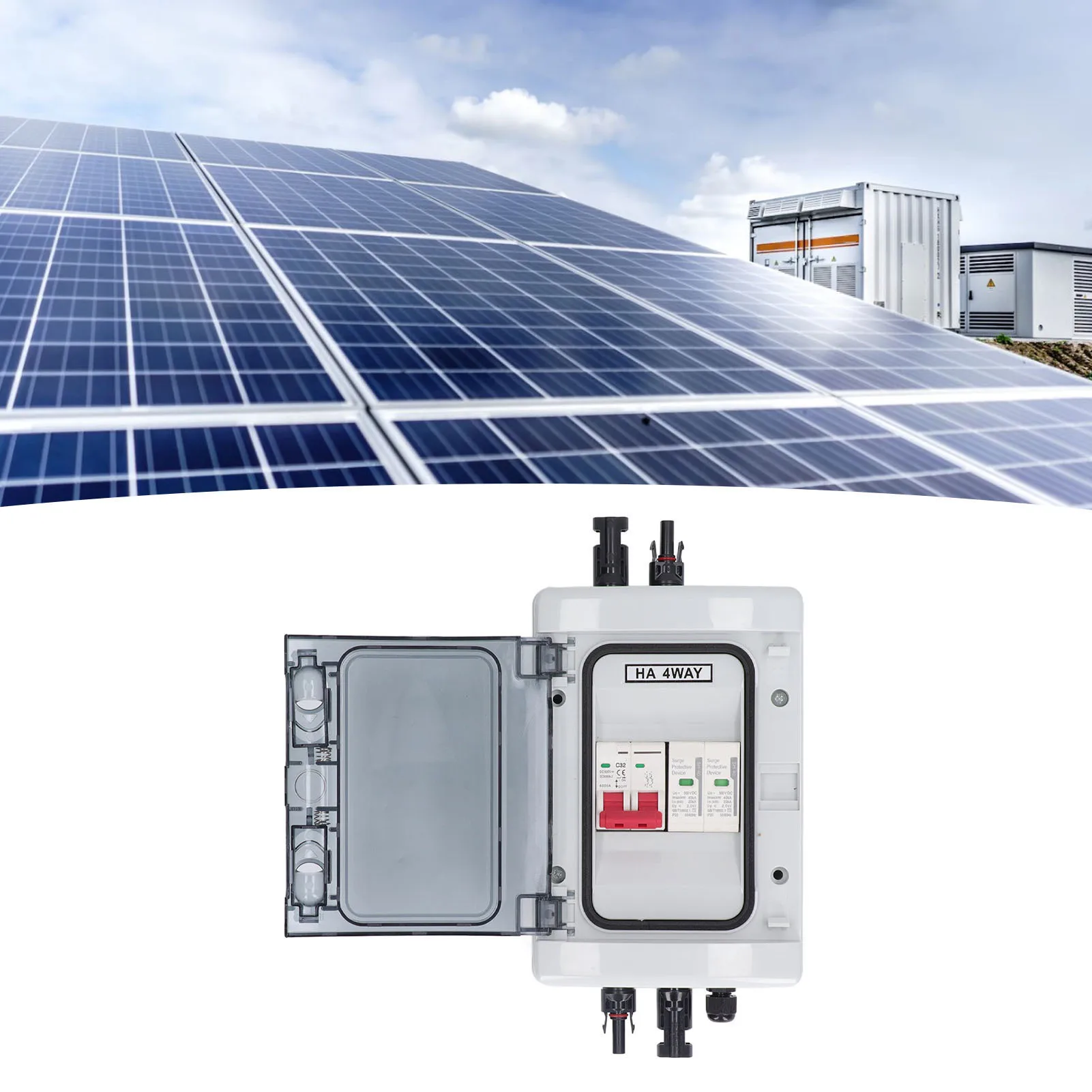 PV Circuit Breaker Flame Retardant Photovoltaic Combiner Box Anti Corrosive Transparent Window DC500V 32A IP65 for Household
