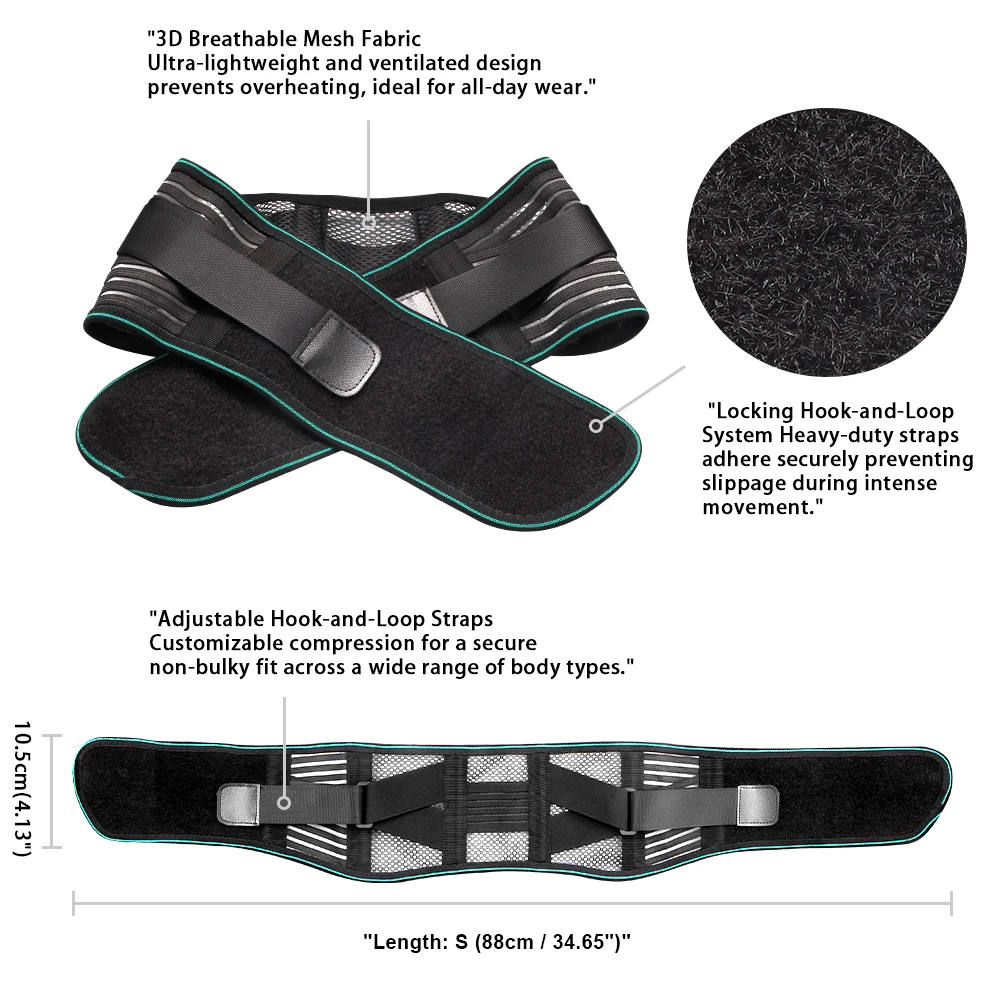 Lower Back Brace for Pain Relief, Adjustable Lumbar Support Belt for Sciatica, Breathable & Stabilizing with 4 Steel Stays