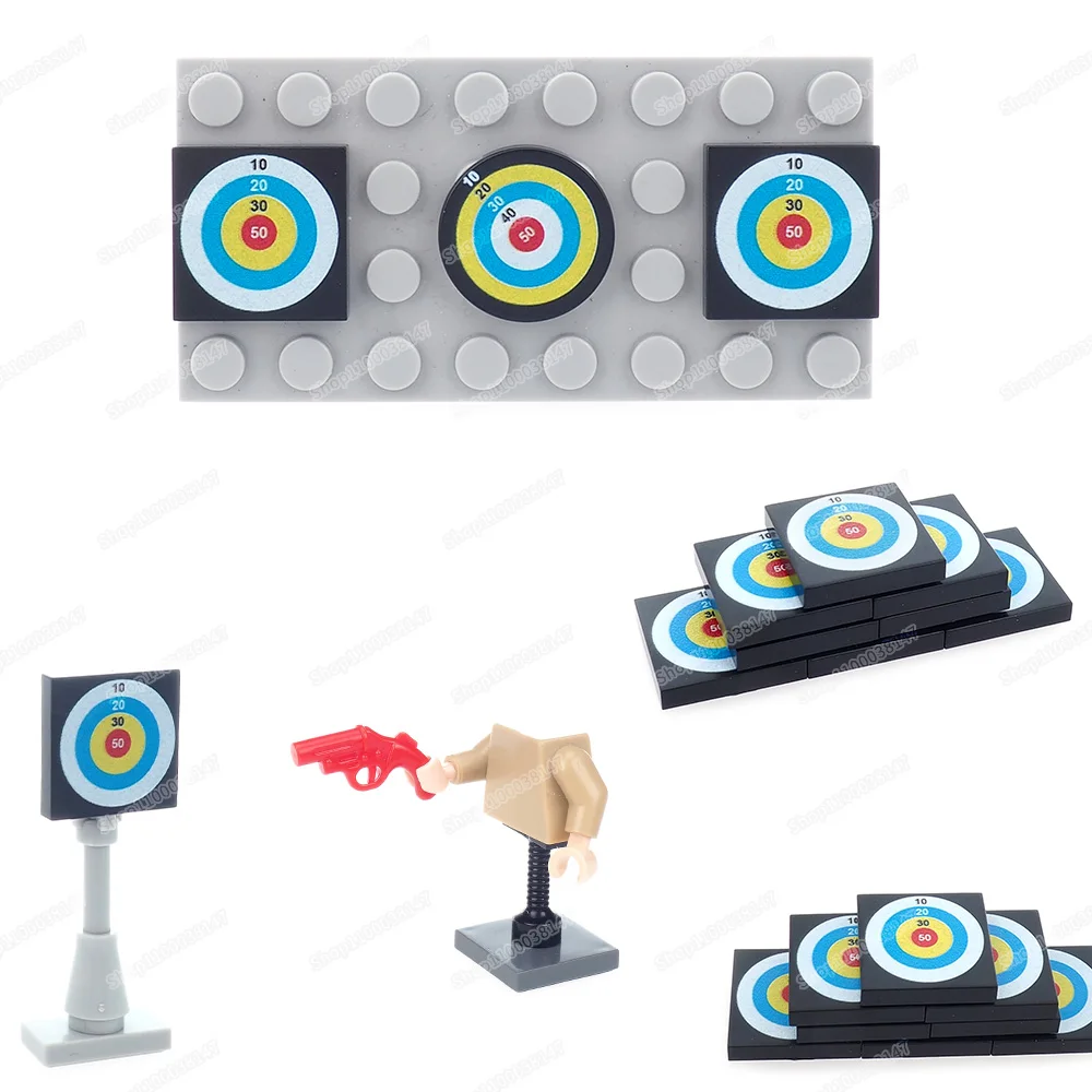 Gun Target Printed Pattern Building Block 3068 Tiles 14769 Moc Military Figures Weapons Train Match Scenes Model Child Gift Toys