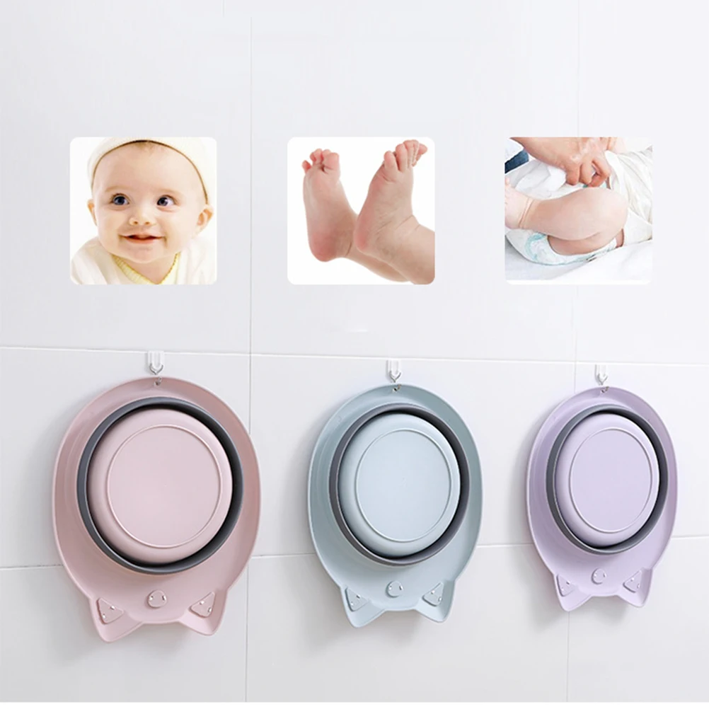 

Wash Basin Kitten Washbasin Foldable Washing up Bowl Light Sink Blue for Face Portable Folding