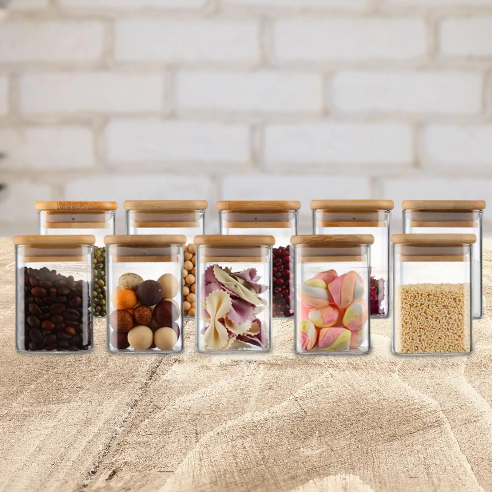 10Pcs Food Storage Jars Glass Jar Pantry Organization Jar Multipurpose Small Canister Glass Storage Containers for Candy Tea