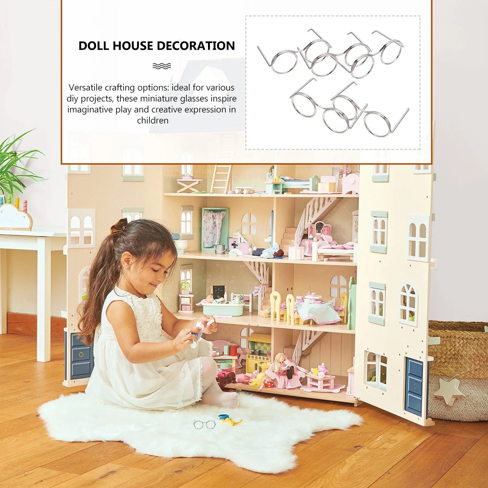 

50 Pcs House Mini Glasses Metal Dollhouse Accessories Frames Iron Crochet Size